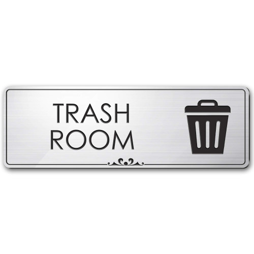 Trash Only Sign Office Room Recycle Trash Sign, Brushed Silver, Engraved, 3" x 9", Fade Resistance, Indoor/Outdoor Use, USA MADE By My Sign Center