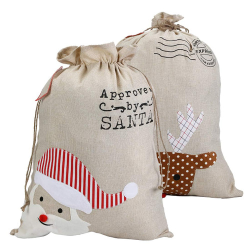 TINVSKQQKJ 2pcs Christmas Santa Sacks, Reindeer Christmas Canvas Gift bags with drawstring,Personalized Santa Claus Bags Christmas gift bags for Christmas Party Supplies Favors TINVSKQQKJ 2pcs Christmas Santa Sacks, Reindeer Christmas Canvas Gift bags with drawstring,Personalized Santa Claus Bags Christmas gift bags for Christmas Party Supplies Favors