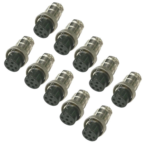 TEAMWILL 10 PCS 6 Pin Ham & CB Radio MIC Microphone Connector Female Plug Solder Type