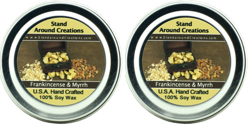 Stand Around Creations Soy Aromatherapy Candle - Scent: Bergamot, Patchouli, Sandalwood 2 oz Set of 2 White
