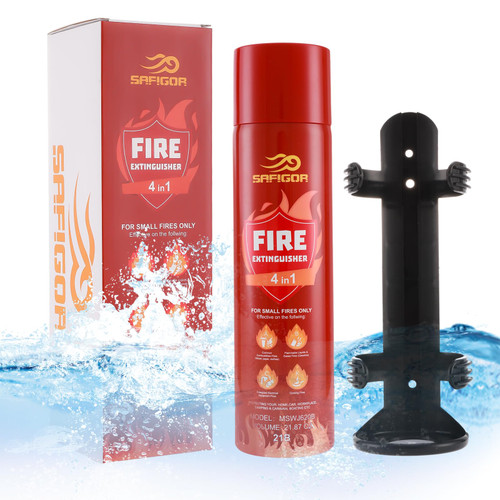 Safigor Fire Extinguisher with Bracket - 4 in-1 Fire Extinguishers for The House, Portable Car Fire Extinguisher, A/B/C/K Type Water-Based Fire Extinguisher for Boat (620ml) (1Pack)