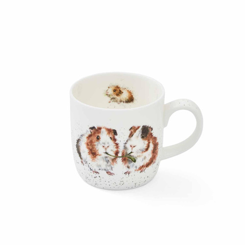 Royal Worcester Wrendale Designs Lettuce be Friends Mug | 11 Ounce Coffee Mug with Guinea Pig Design for Tea, Coffee and Hot Cocoa | Made from Fine Bone China | Microwave and Dishwasher Safe