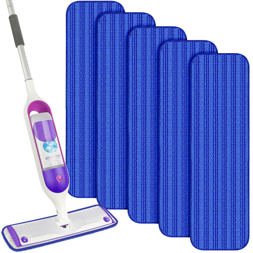 Reusable Mop Pads Compatible with Swiffer PowerMop, Microfiber Mop Replacement Pads Refills Washable Wet Spray Mop Refills Floor Mop Heads for Hardwood Floor Cleaning, 5 Pack Blue