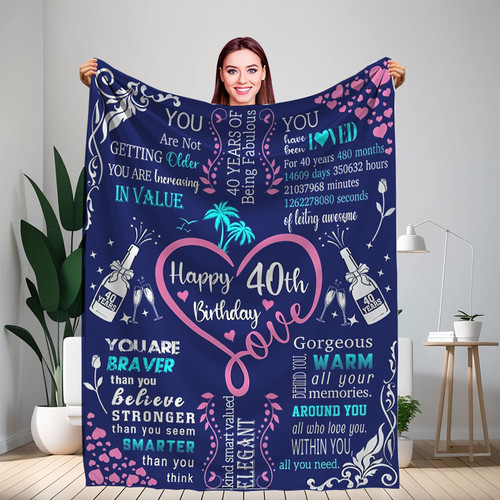 piuynsb 40th Birthday Gifts for Women,40th Birthday Funny Decorations Throw Blanket 40 Year Old Gift Idea 40th Birthday Gifts for Wife Mom Sister Friends Female 60x50 inch piuynsb 40th Birthday Gifts for Women,40th Birthday Funny Decorations Throw Blanket 40 Year Old Gift Idea 40th Birthday Gifts for Wife Mom Sister Friends Female 60x50 inch