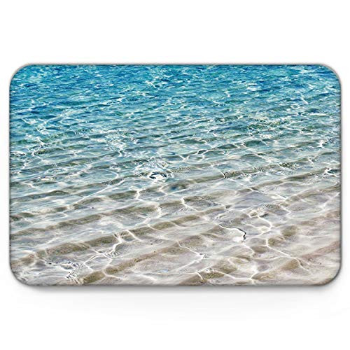 Doormats Seashore Shoal Beach Clear Water Welcome Mats 20'' x 31.5'', Non Slip Backing Rubber Shoes Scraper Mud Dirt Scraper Entrance Mats Rugs for Indoor Floor Front Door Kitchen Bathroom Bedroom