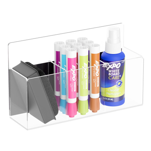 Neatsure Acrylic Magnetic Dry Erase Marker Holder, Magnetic Pen Pencil Cup Holder Organizer for Whiteboard, Fridge, Locker - Clear