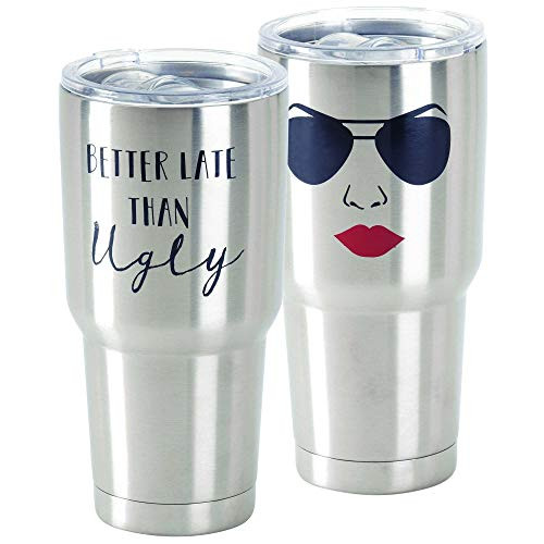 Better Late Than Ugly 30 Oz Stainless Steel Travel Mug with Lid
