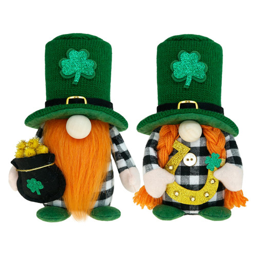 KnomeKo St Patricks Day Gnomes Decorations, Irish Leprechaun Buffalo Gnome Table Decor Saint Paddy's Day Gift Nisse Lucky Shamrock Decor Farmhouse St Patricks Tiered Tray Decor