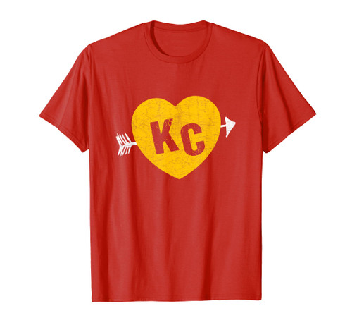 KC Red & Yellow Heart & Arrow KC Kansas City 2 Letter KC Red T-Shirt KC Red & Yellow Heart & Arrow KC Kansas City 2 Letter KC Red T-Shirt
