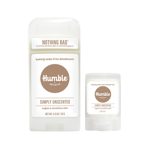 HUMBLE BRANDS Aluminum-Free Deodorant, Vegan and Cruelty- free, Formulated for Sensitive Skin, Sensitive Simply Unscented Deodorant Full & Travel Pack