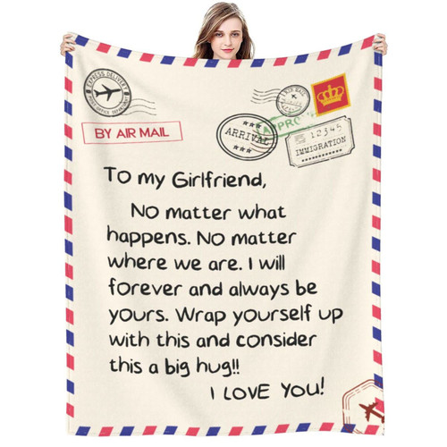Gift to My Girlfriend Throw Blankets Anniversary Birthday Gift for Women Men, Husband Romantic Fleece Blanket for Bed Couch, Super Soft Flannel Throw Blankets for Christmas Valentines Mothers Day
