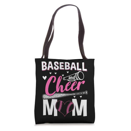 Funny Cheerleading Mom Baseball and Cheer Mom Tote Bag Funny Cheerleading Mom Baseball and Cheer Mom Tote Bag