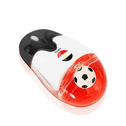 Plutus Luxury Soccer Gift 2.4G Wireless Mouse with USB Receiver Optical Mouse National Flags Support Your Country for PC and Laptop Computer Very Durable (Egypt)