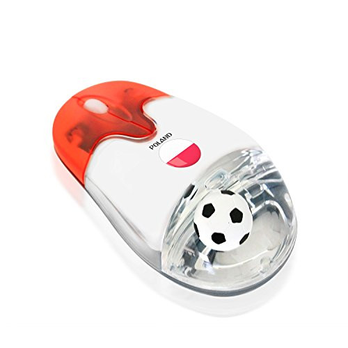 Plutus Luxury Soccer Gift 2.4G Wireless Mouse with USB Receiver Optical Mouse National Flags Support Your Country for PC and Laptop Computer Very Durable (Poland)