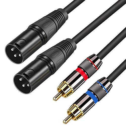 Dual RCA Male to XLR Male Cable 10Ft,RCA to XLR Cable, 2 RCA Male to 2 XLR Male Plug HiFi Stereo Audio Connection Amplifier Mixer Speaker Microphone Cord, for Amplifier Mixer Microphone (10Ft)