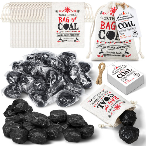 Demissle 12 Set Christmas Coal Soaps Gifts Bulk for Men and Kids Small Scented Christmas Soap Bar Party Favors Stocking Stuffers Black Charcoal Body Soap Funny Gag Naughty List Gifts(Novelty Style)