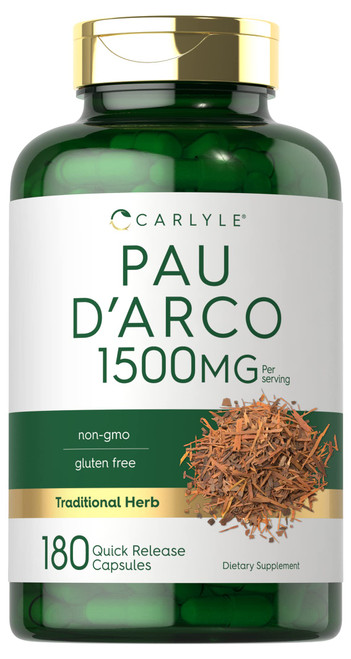 Carlyle PAU D'Arco Capsules | 1500mg | 180 Count | Non-GMO, Gluten Free | Herbal Supplement Carlyle PAU D'Arco Capsules | 1500mg | 180 Count | Non-GMO, Gluten Free | Herbal Supplement