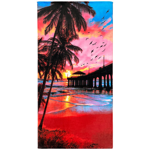 Beachland Sunset Palms Beach Towel 30 x 60 inch 100% Cotton (Sunrise Pier, One Towel) Beachland Sunset Palms Beach Towel 30 x 60 inch 100% Cotton (Sunrise Pier, One Towel)