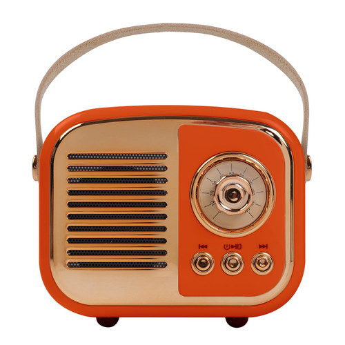 Aresrora Retro Bluetooth Speaker, Vintage Wireless Speaker,Portable Mini Radio Old Fashion Style for Room Decor Kitchen Desk Bedroom Office,Supports TWS Pairing for iPhone,Android Devices (Orange)