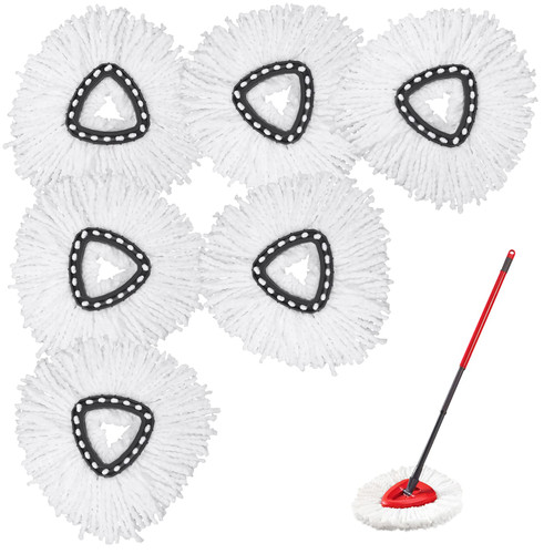 6 Pack Spin Mop Replacement Head - Mop Refills Compatible with Ocedar EasyWring Triangle Spin Mop, Microfiber Mop Head for Easy Cleaning