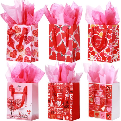 12 Pieces Valentine's Day Gift Bags Valentine Theme Paper Handles Bags Valentine's Day Love Goodie Bags with Tissue Paper and Heart Shaped Tags for Valentine's Day Party Favors Gift Wrapping 12 Pieces Valentine's Day Gift Bags Valentine Theme Paper Handles Bags Valentine's Day Love Goodie Bags with Tissue Paper and Heart Shaped Tags for Valentine's Day Party Favors Gift Wrapping