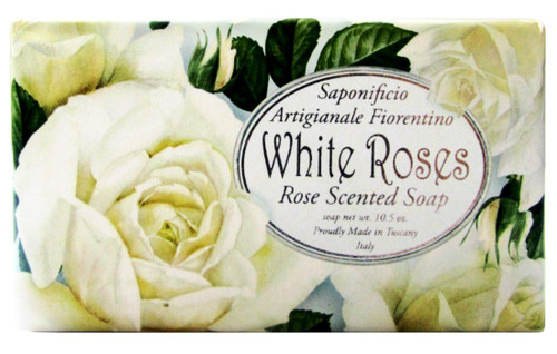 Saponificio Artigianale Fiorentino -"White Roses" - Rose Scented Soap Bar 10.5 oz. Made in Tuscany - Italy.