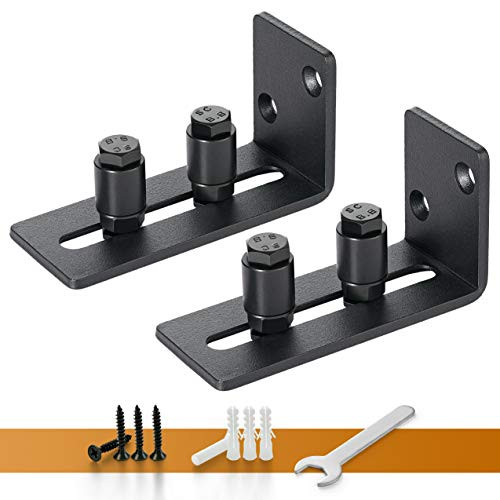 VASGOR Barn Door Floor Guides (2 Pcs, Full kit) - Wall Mounted Stay Roller Guide Flush to Floor - Stay Roller Sliding Adjustable - Bottom Floor Guides for All Sliding Barn Door Hardware