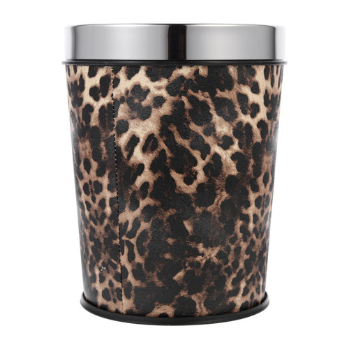 Cabilock Bathroom Trash Can Small Waste Bin Waste Paper Bucket Kitchen Simple Human Trash Can Bathroom Trash Bucket Recycling Bin Living Room Trash Can Pp Leopard Container Box Office