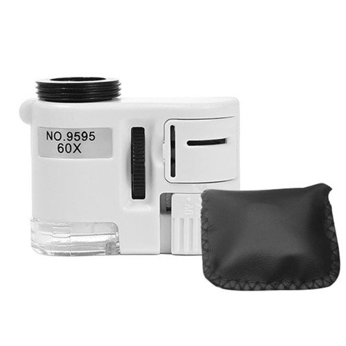 Microscope Accessories Kit for Adult Magnifying Glass Portable 60X Zoom Microscope with LED Light Accessory