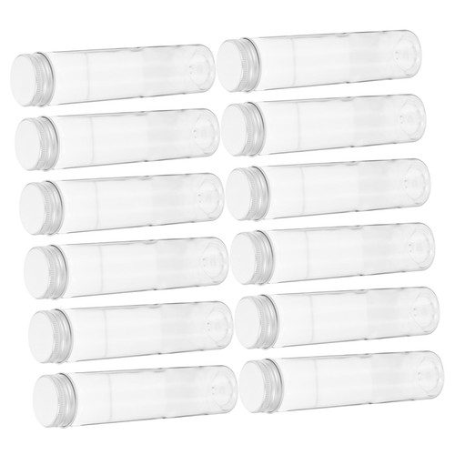16pcs Test Tube with Screw Cap Clear Vials Chemistry Test Tube Storage Tube Test Tube Shots Plastic Powder Testing Tubes Clear Plastic Tube Lab Test Tools Plant Flat Aluminum Alloy