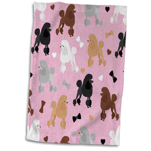 3dRose Janna Salak Designs Dogs - Oodles of Poodles Mixed Coats Pattern Pink - Towels (twl-335137-1)