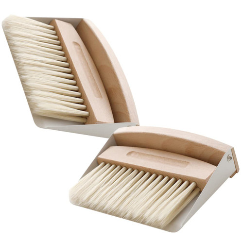 KOMBIUDA 2 Sets Small Desktop Broom Keyboard Desk Cleaning Whisk Broom pan Mini Broom and Dustpan Kids Whisk Dustpan Keyboard Brush and Dustpan Whisk Broom for car Suite Iron Beech