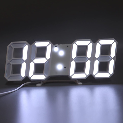 Gavigain 3D Alarm Clock,3D Digital Alarm Clock LED Wall Clock Desk Alarm Clocks with Timer for Bedrooms Night Light/Time/Date/Temperature Display for Bedrooms, Office, Classroom,Home,Kitchen