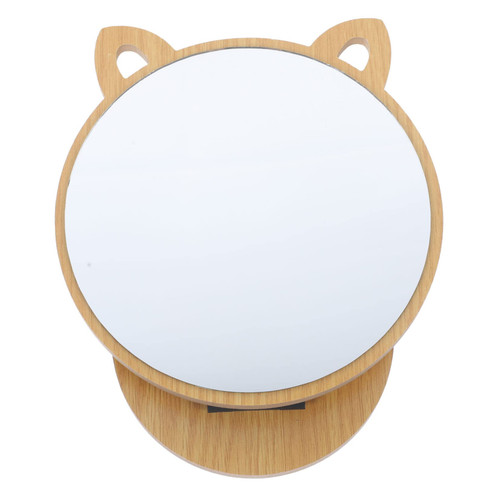 FRCOLOR Wooden Vanity Mirror Dresser Mirror Portable Makeup Mirror Desk for Kids Wood Tabletop Mirrors Mirror for Desk Vanity with Mirror Kids Vanity Mirror Cartoon Mirror Small Mirrors