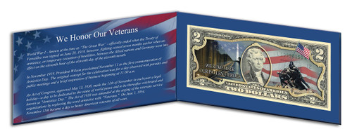 Veterans Day Two Dollar Bill Folder