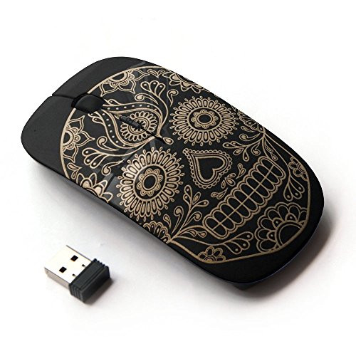 KOOLmouse [ Optical 2.4G Wireless Mouse ] [ Gold Black Candy Skull Pattern ]