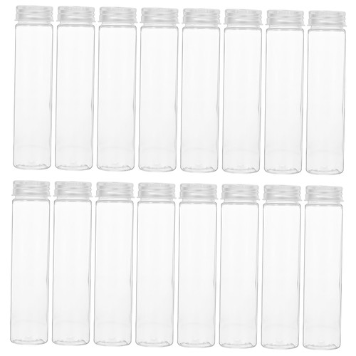 FUNOMOCYA 16pcs Test Tube with Screw Cap Storage Tube Test Tube Shots Clear Candy Tubes Laboratory Test Tubes Science Test Tubes Clear Plastic Tube Clear Vials Flat Powder The Pet