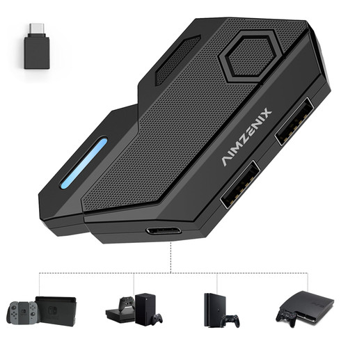 arVin Keyboard and Mouse Adapter for Nintendo Switch/Xbox One/Xbox 360/Xbox Series S/X/PS3/PS4, Wired & 2.4G Wireless Mouse and Keyboard Converter Support Key Mapping, Adjustable Mouse Sensitivity