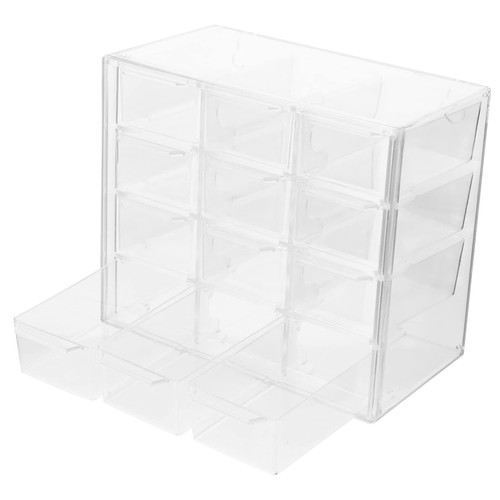 Ciieeo Box make up vanity organizer with drawer Jewelry Box container stackable office storage container Box Multifunction 12 drawer makeup organizer desktop box drawers plastic