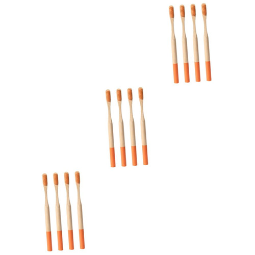 GLEAVI 12 Pcs Toothbrushes for Children Charcoal Infused Toothbrush Soft Teeth Brush Toothbrush Charcoal Bristle Toothbrush Kids Toothbrush Kids Tooth Brush Set Wooden Long Handle Travel