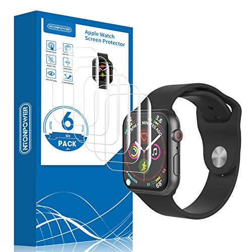 Screen Protector for Apple Watch (44mm Series 4 only) | [Full Coverage] [Anti-Bubble] MilitaryShield Screen Protector with Lifetime Replacement Warranty - 6 Pack