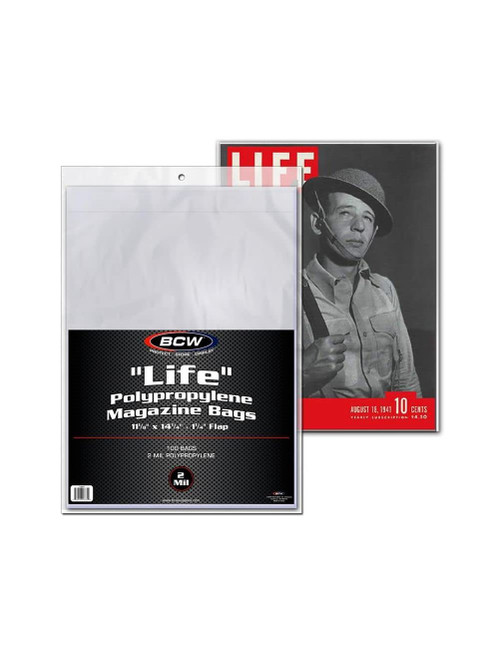 BCW - Life Magazine Bags (Qty = 1 pack of 100 bags)(MAG-L)