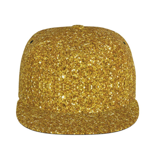 Xisover Adjustable Flat Bill Visor Snapback Hat for Men Women,Hip Hop Baseball Cap-Gold Glitter