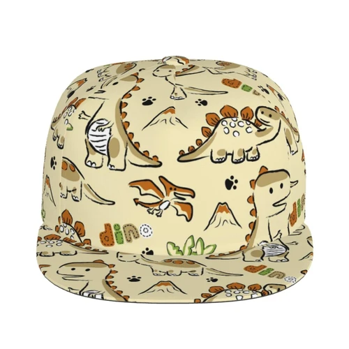 Xisover Adjustable Flat Bill Visor Snapback Hat for Men Women,Hip Hop Baseball Cap-Cartoon Dinosaurs