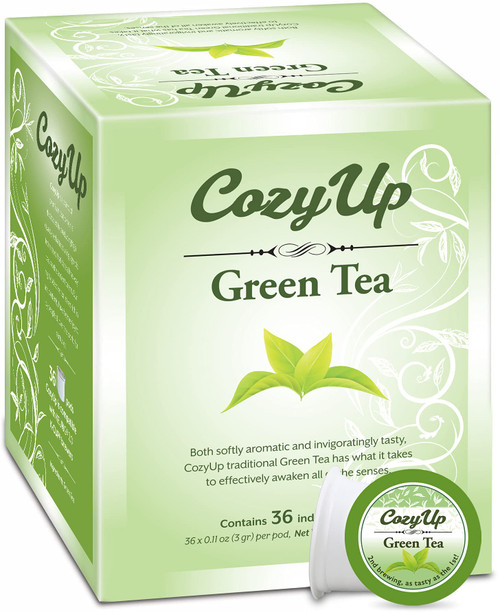 CozyUp Green Tea Pods Compatible with Keurig K-Cup Brewers, 36-Count