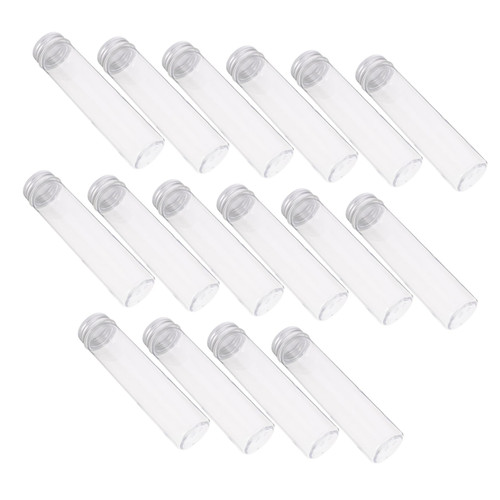 Hohopeti 16pcs Test Tube with Screw Cap Sampling Vials Test Tube Shots Science Experiment Plastic Powder Testing Tubes Clear Vials Salts Storage Tubes Mini Vial Plant Flat The Pet