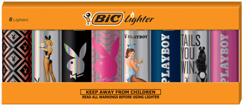 BIC Pocket Lighter, Special Edition Playboy (Holographic) Collection, Assorted Unique Lighter Designs, 8 Count Pack of Lighters