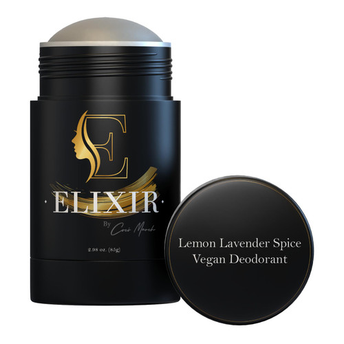 Elixir by Coco March Aluminum Free Vegan Deodorant-Lemon Lavender-Gentle Natural Ingredients w/Effective Odor Protection, Essential Oil Scent, Made w/Organic Coconut Oil and Shea Butter- 2.98 oz