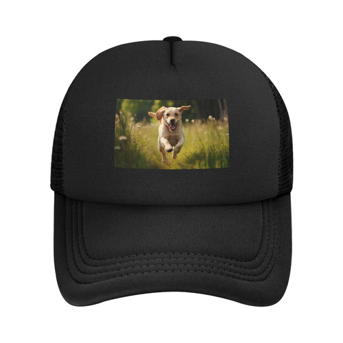 Labrador Retriever Dogs Grass Baseball Cap Breathable Mesh Stylish Adjustable Sun Visor Cap Black