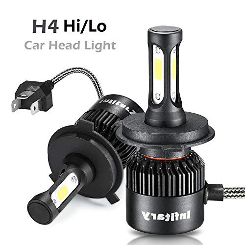 INFITARY LED Headlight Bulbs H4/9003/HB2 Hi/lo Conversion Kit Headlamp High/Low Dual Beam Plug Play Car Truck Motorcycle Fog Light 72W 6500K Cool White 10000LM COB Chip S2 LED Headlight Bulb(H4 Hi/Lo)